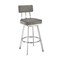 Armen Living Jinab Swivel Counter Stool in Brushed Stainless Steel with Gray Faux Leather 840254335288 - alternate 1